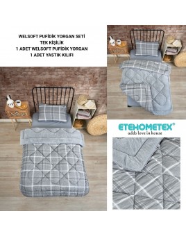ETE HOMETEX TEK KİŞİLİK LÜX WELSOFT YORGAN SAFİR GRİ 155X215CM 8696474231850